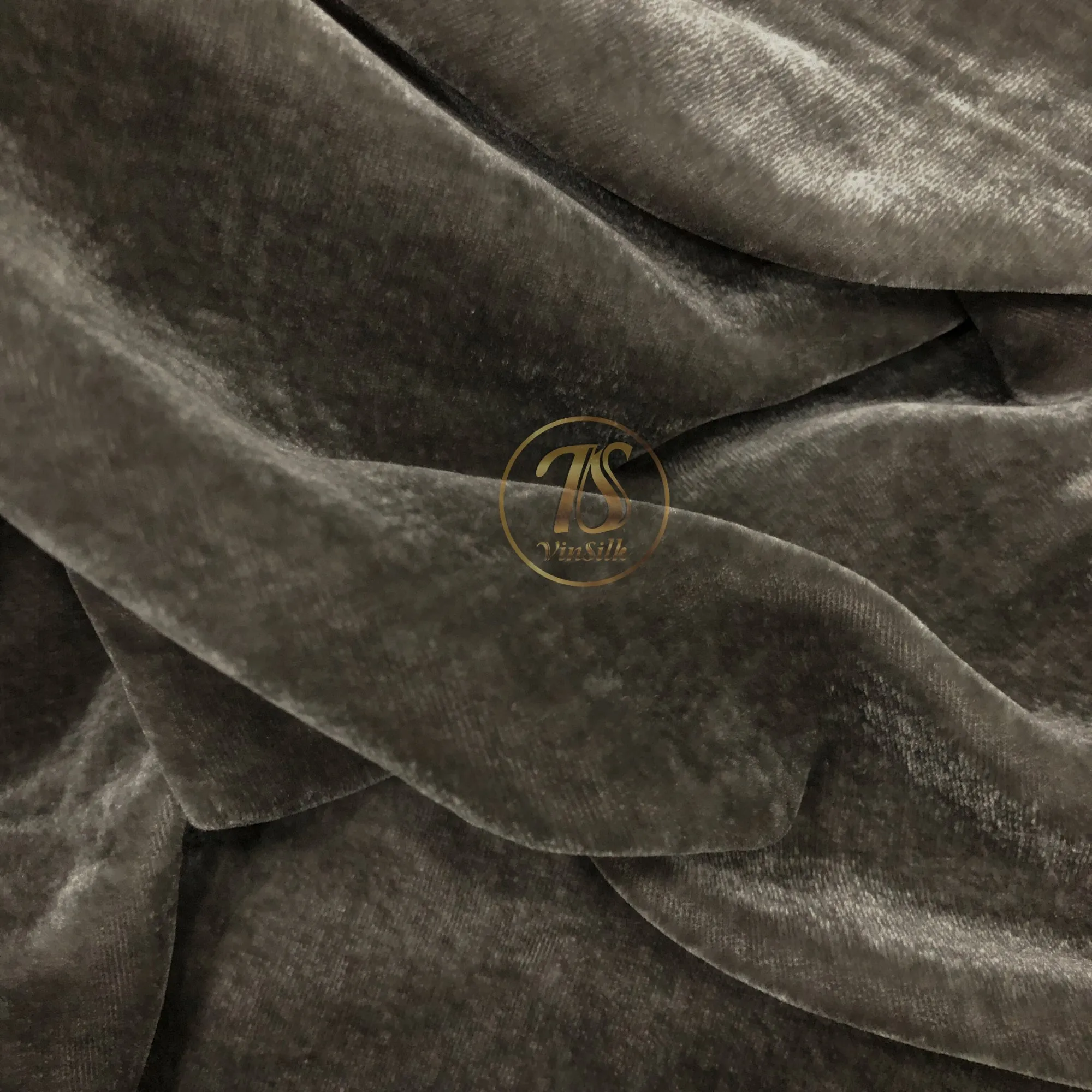 100% MULBERRY SILK VELVET fabric by the yard - Dark Gray Silk Velvet for Dress, Skirt, High End Garment - Silk apparel fabric - Velvet for clothes