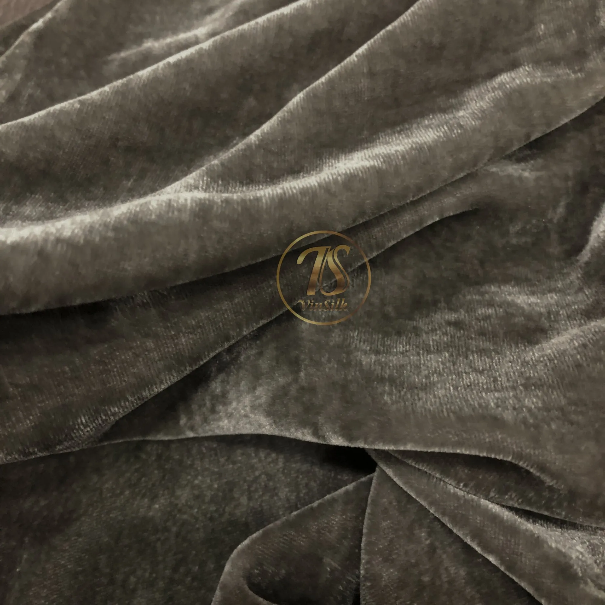 100% MULBERRY SILK VELVET fabric by the yard - Dark Gray Silk Velvet for Dress, Skirt, High End Garment - Silk apparel fabric - Velvet for clothes