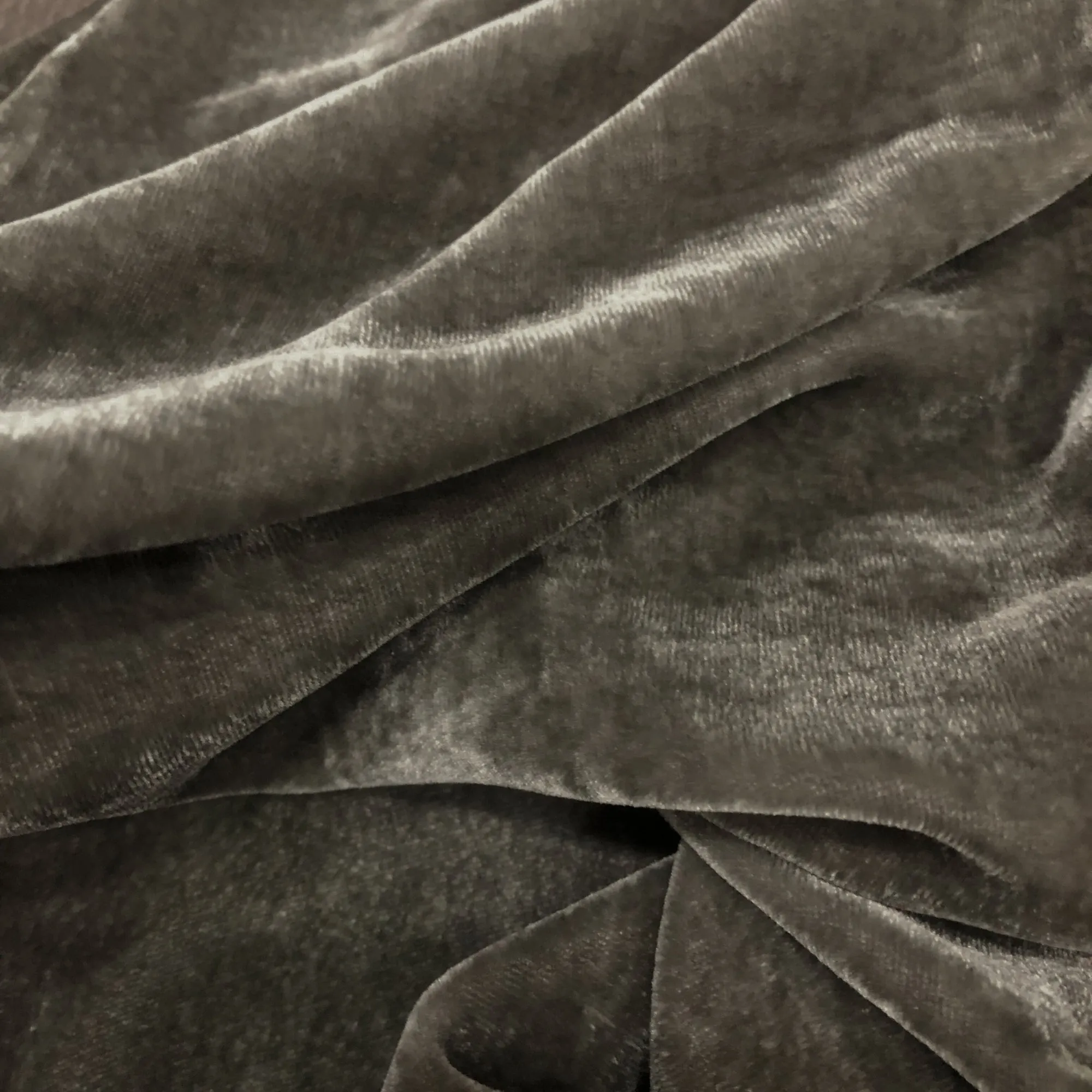 100% MULBERRY SILK VELVET fabric by the yard - Dark Gray Silk Velvet for Dress, Skirt, High End Garment - Silk apparel fabric - Velvet for clothes