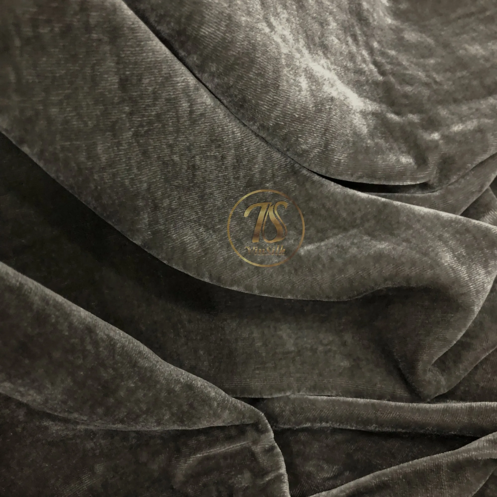 100% MULBERRY SILK VELVET fabric by the yard - Dark Gray Silk Velvet for Dress, Skirt, High End Garment - Silk apparel fabric - Velvet for clothes