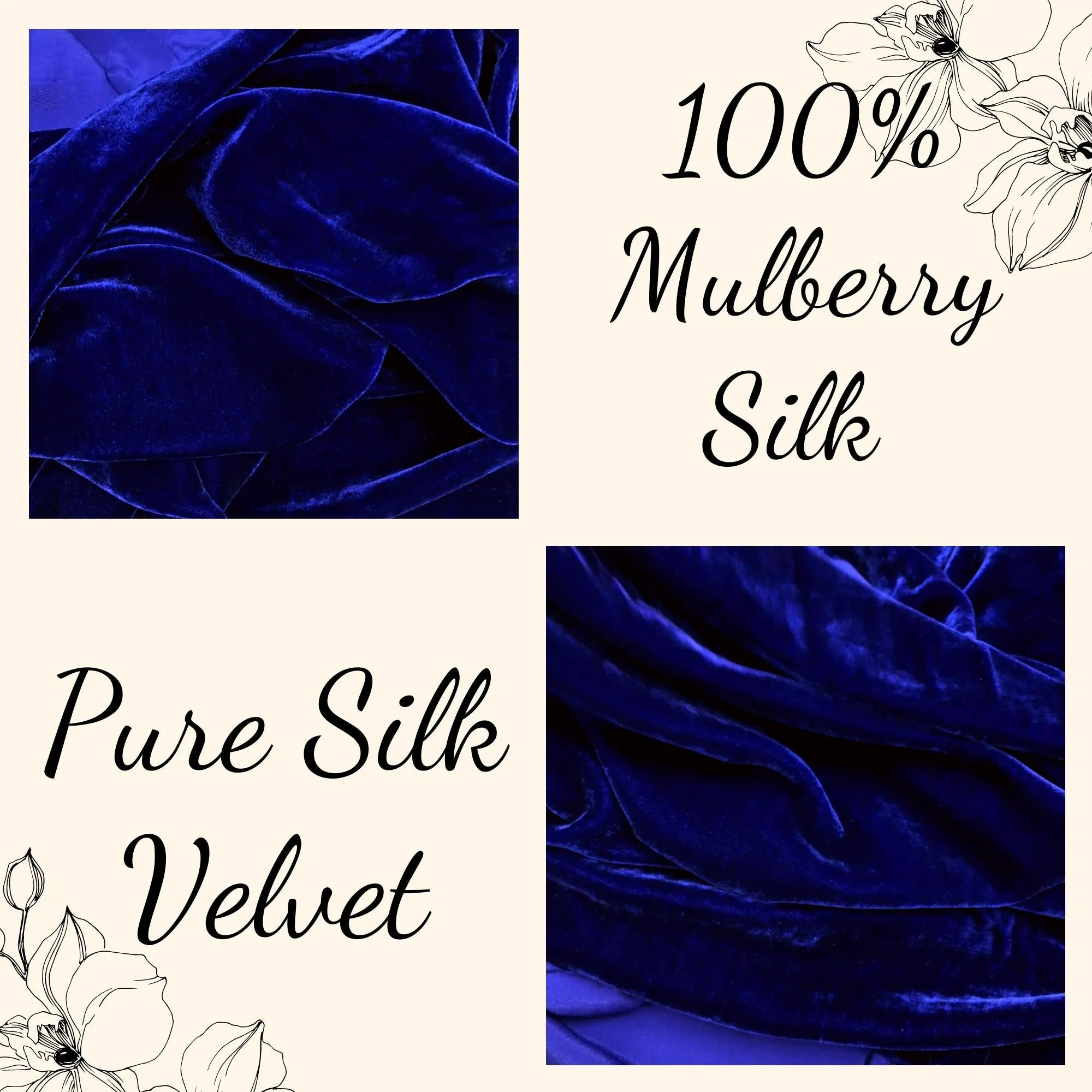 100% MULBERRY SILK VELVET fabric by the yard - Luxury Silk Velvet for Dress, Skirt, High End Garment - Silk apparel fabric - Maastricht blue silk velvet