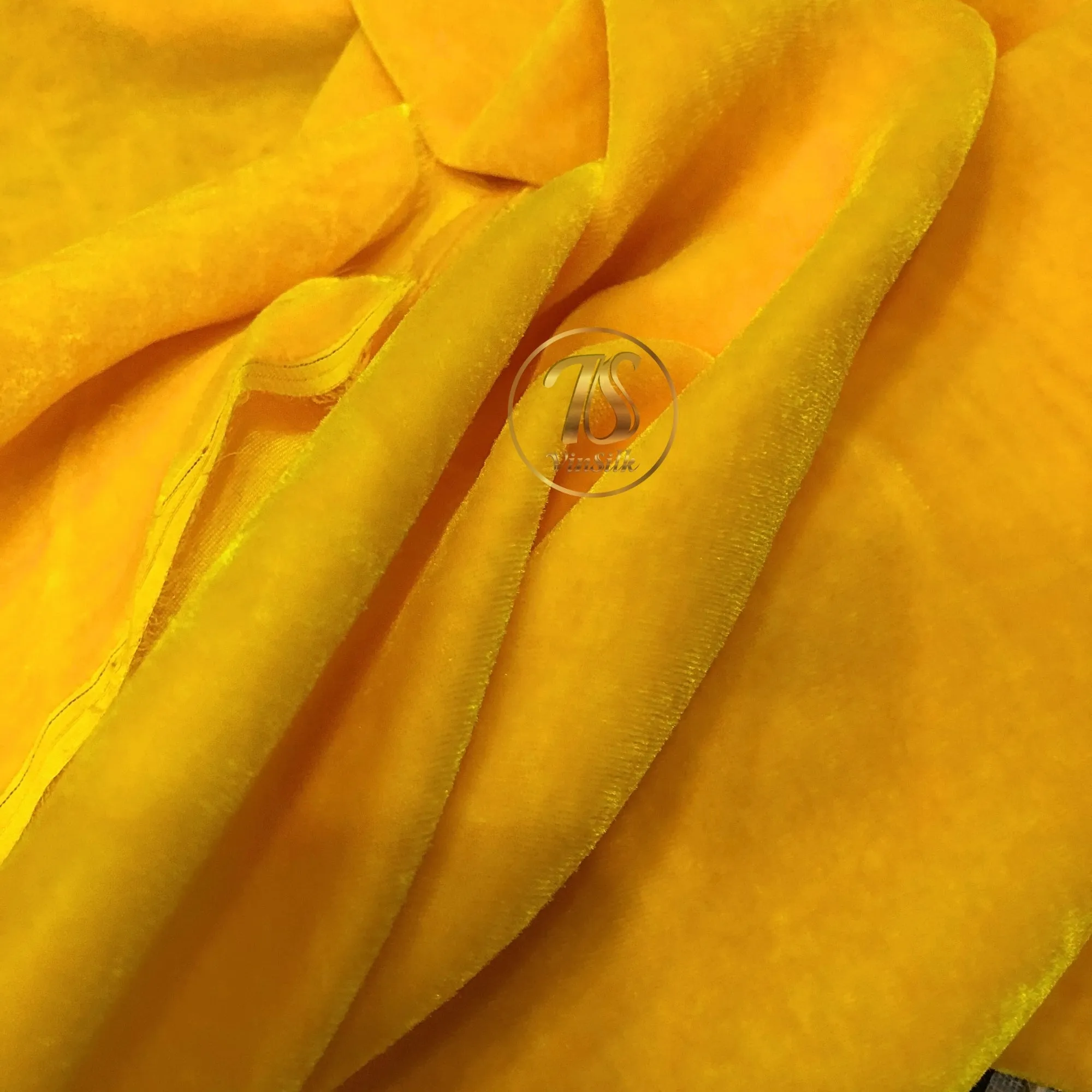 100% MULBERRY SILK VELVET fabric by the yard - Luxury Silk Velvet for Dress, Skirt, High End Garment - Silk apparel fabric - Yellow silk fabric