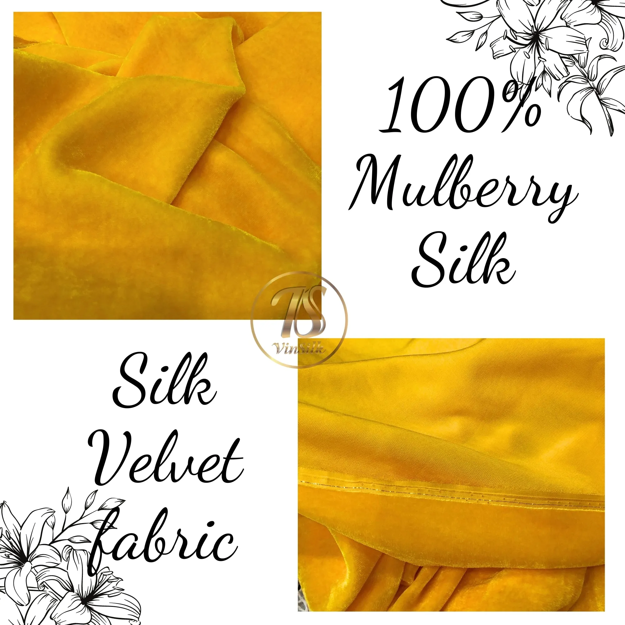 100% MULBERRY SILK VELVET fabric by the yard - Luxury Silk Velvet for Dress, Skirt, High End Garment - Silk apparel fabric - Yellow silk fabric