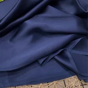 100% PURE MULBERRY SILK fabric by the yard – Satin silk fabric – 19mm - Organic fiber - Wedding dress - Gift for women - Personalized gift - Dark blue satin