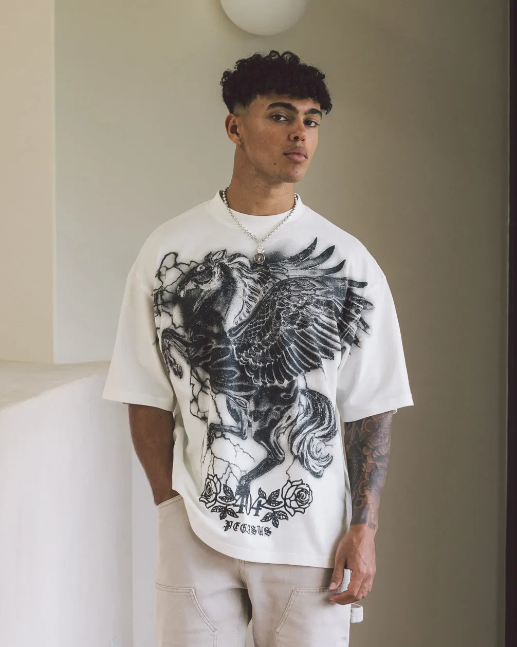 404 Pegasus Vintage T-Shirt Off White