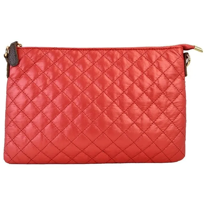 8627 Monogrammable Quilted Zipper Pouch Wristlet Fashion Clutch/Crossbody