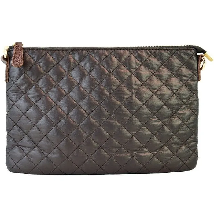 8627 Monogrammable Quilted Zipper Pouch Wristlet Fashion Clutch/Crossbody