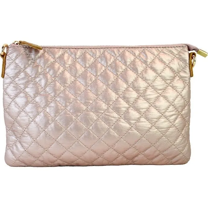 8627 Monogrammable Quilted Zipper Pouch Wristlet Fashion Clutch/Crossbody