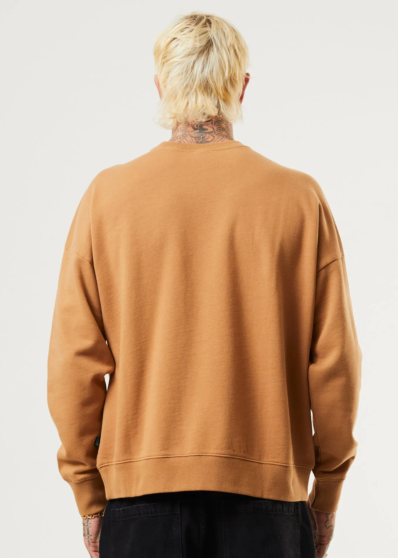 AFENDS Mens Machine - Crew Neck Jumper - Chestnut