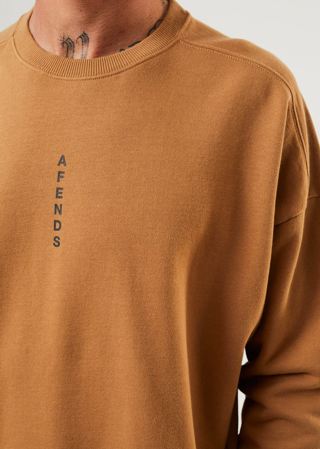 AFENDS Mens Machine - Crew Neck Jumper - Chestnut