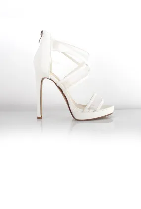 Allen White Mesh Strappy Heels