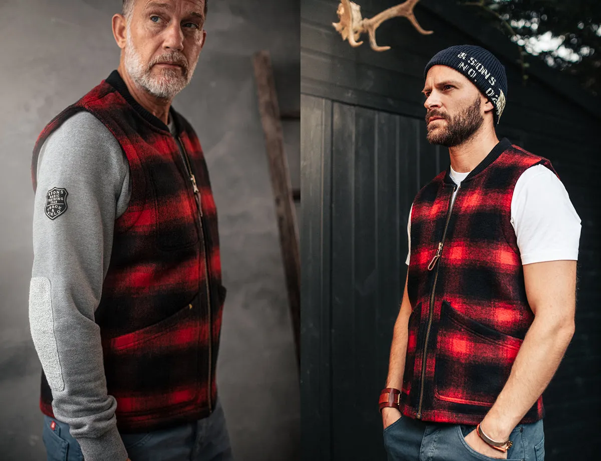 &SONS Kodiak Gilet Red Check