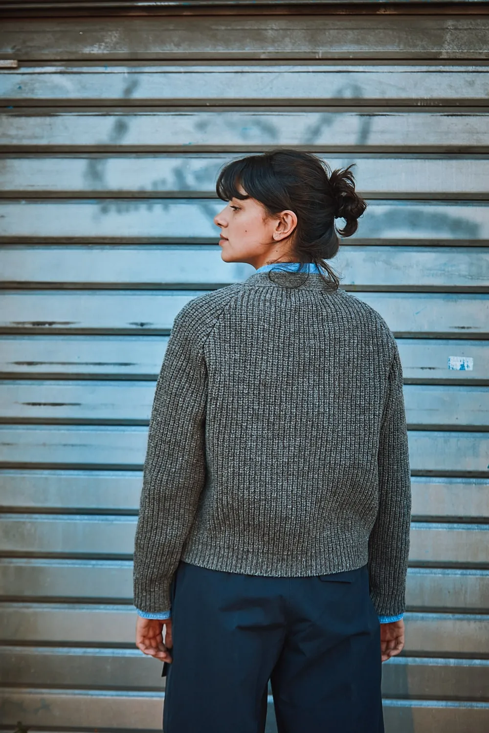 ANNA V-Neck Cardigan in Merino Wool - Ash Grey