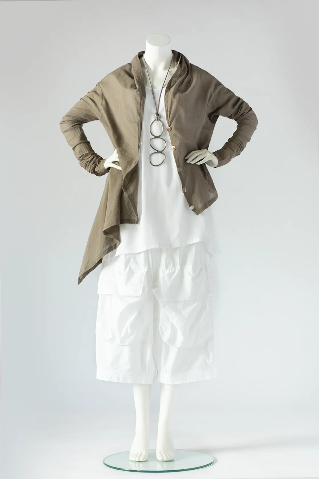 Asymmetric Jacket in Mushroom Rafina Crinkle