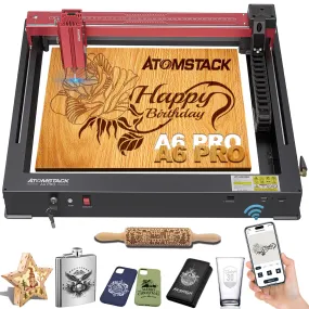 ATOMSTACK A6 Pro Laser Engraver for Beginners, Unibody Frame No Assembly Required, 6W Output Power Laser Engraving and Cutting Machine, Higher Accuracy Laser Cutter for Wood, Acrylic, Leather, etc.