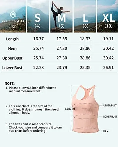 ATTRACO Built in Bra Workout Tops for Women Ribbed Sleeveless Tank Running Yoga Top Beige