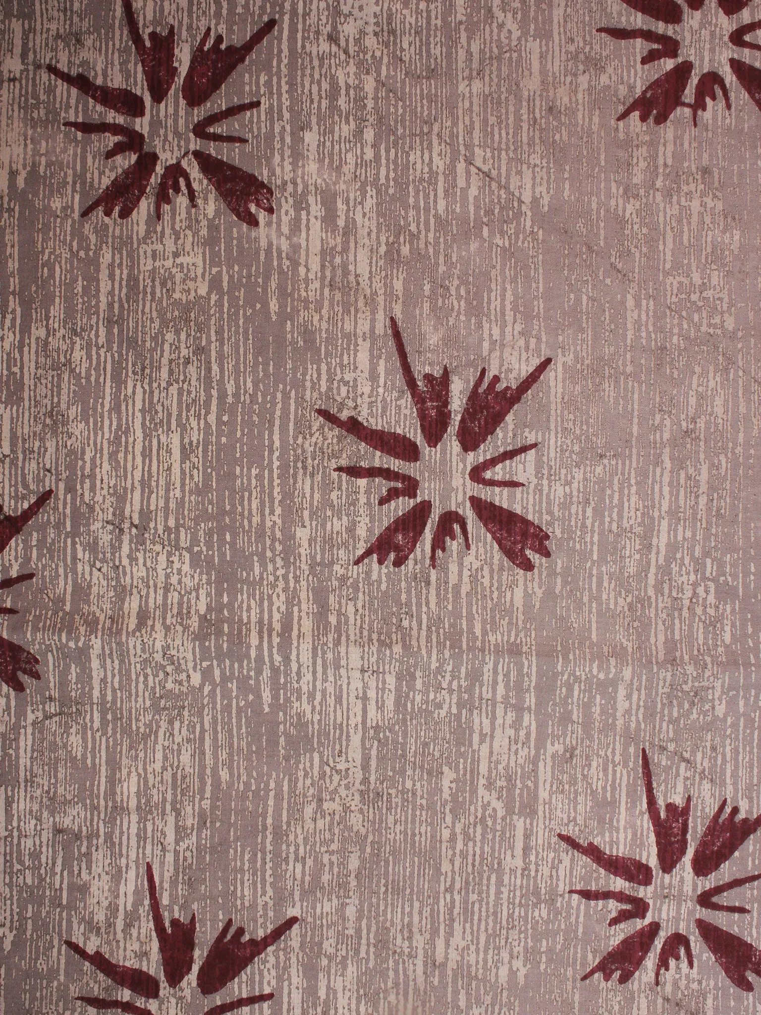 Beige Maroon Natural Dyed Hand Block Printed Cotton Fabric Per Meter - F0916304