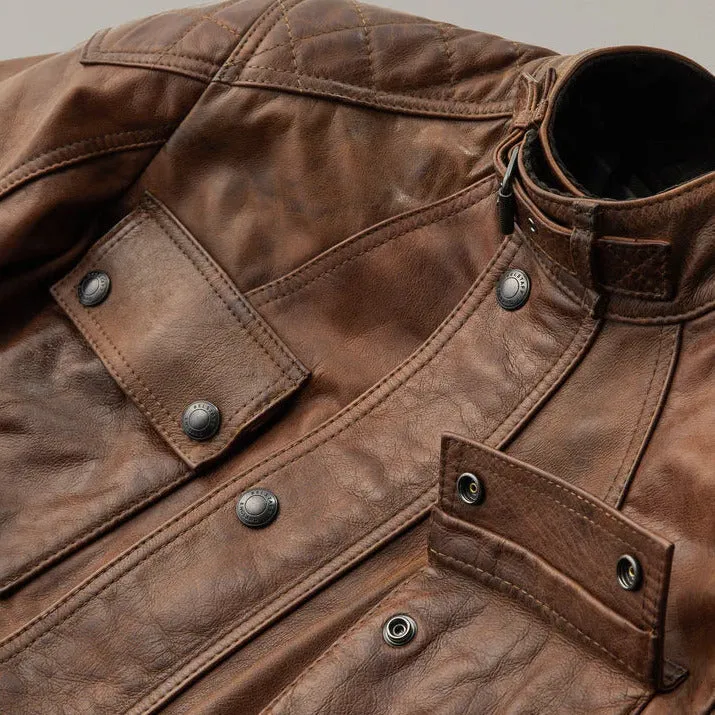 Belstaff Turner Hand Waxed Leather Jacket Burnt Cuero