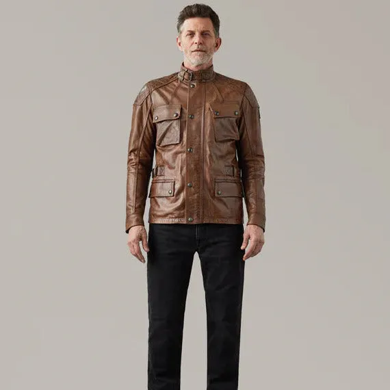 Belstaff Turner Hand Waxed Leather Jacket Burnt Cuero