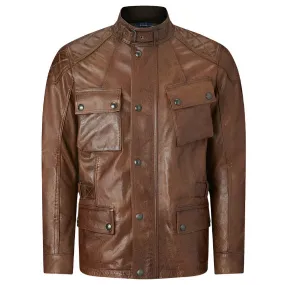 Belstaff Turner Hand Waxed Leather Jacket Burnt Cuero