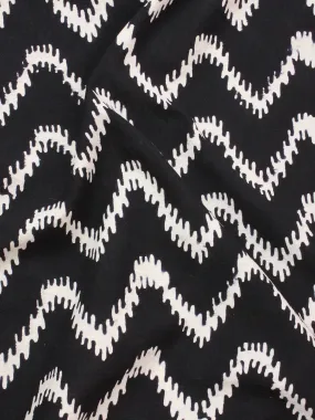 Black and White Natural Dyed Hand Block Printed Cotton Fabric Per Meter - F0916201