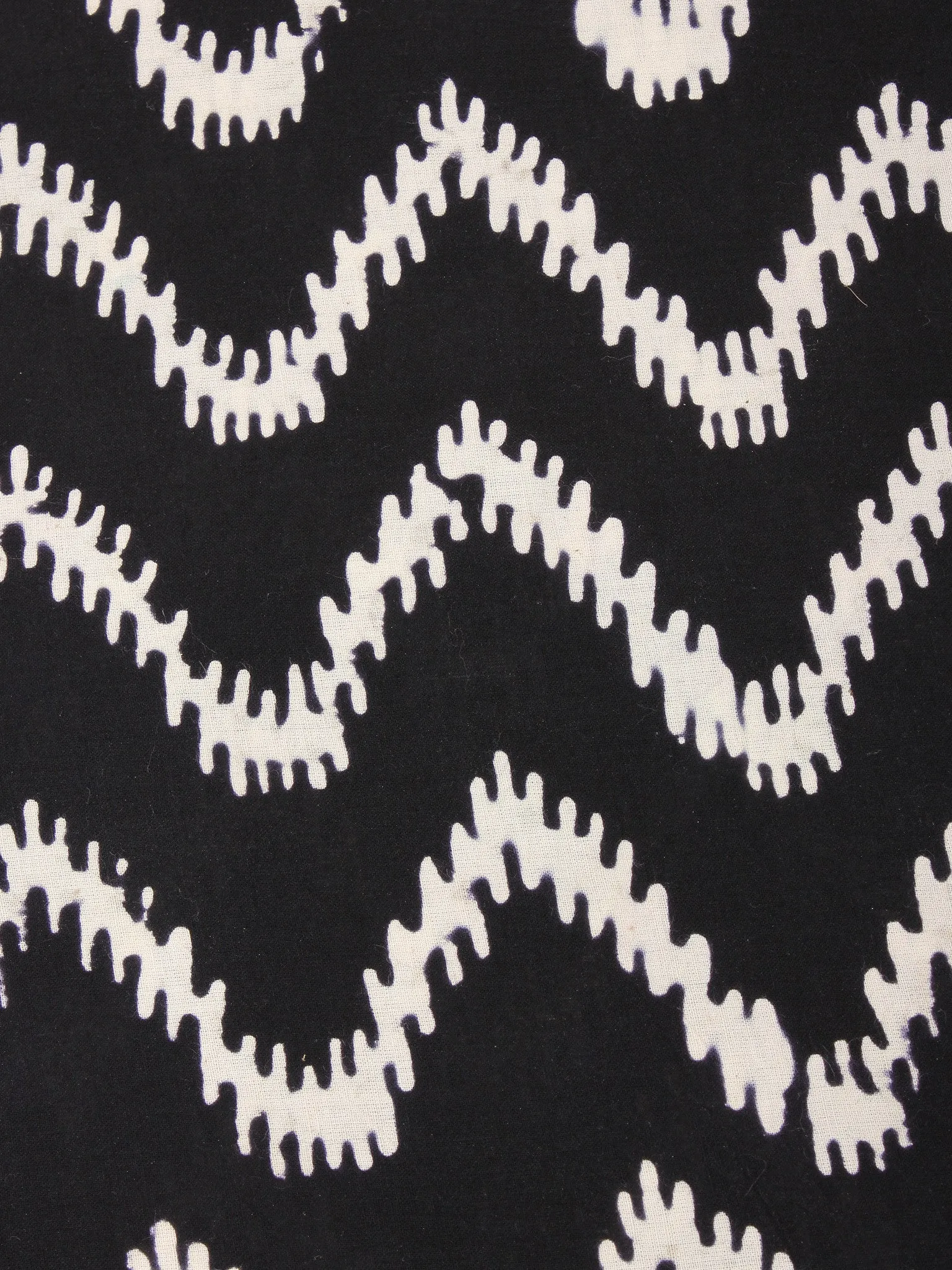 Black and White Natural Dyed Hand Block Printed Cotton Fabric Per Meter - F0916201