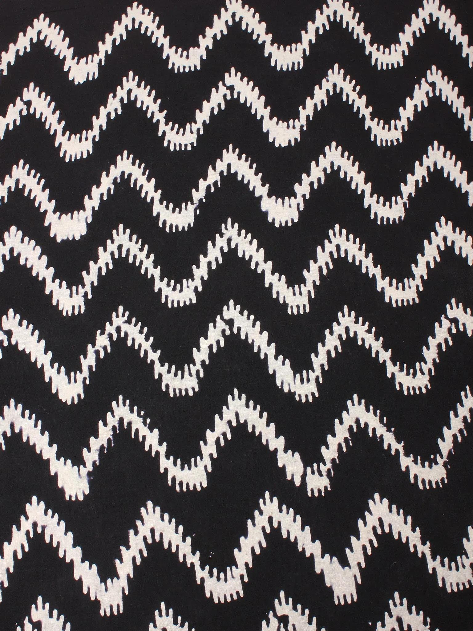 Black and White Natural Dyed Hand Block Printed Cotton Fabric Per Meter - F0916201