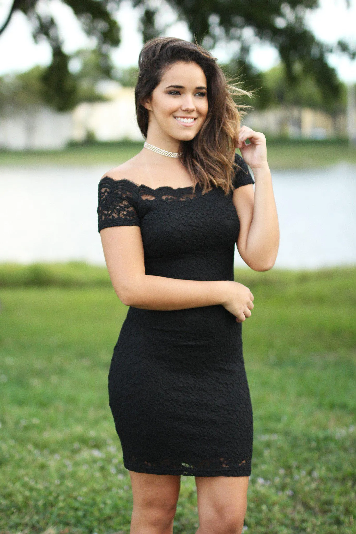 Black Lace Bodycon Dress