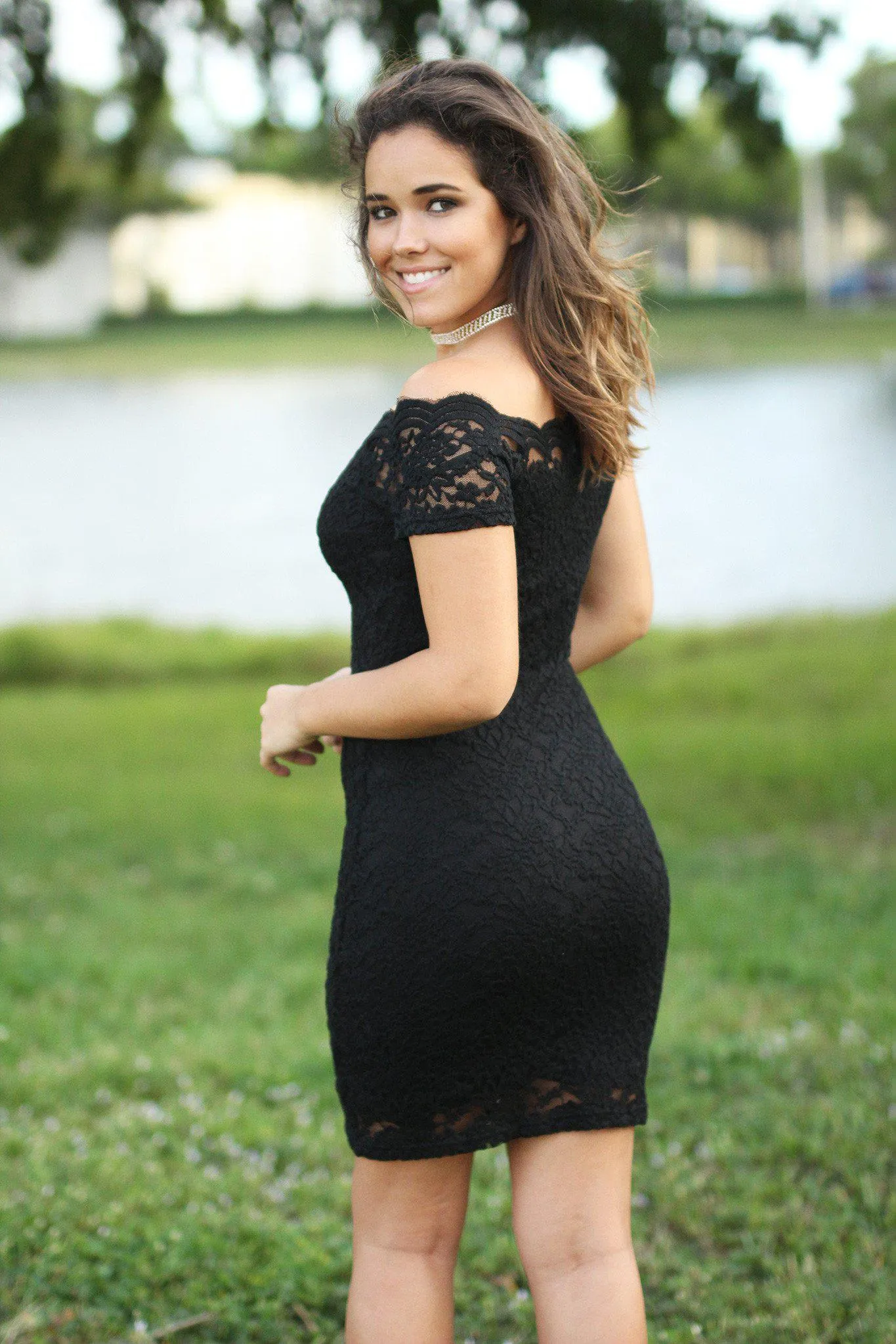 Black Lace Bodycon Dress