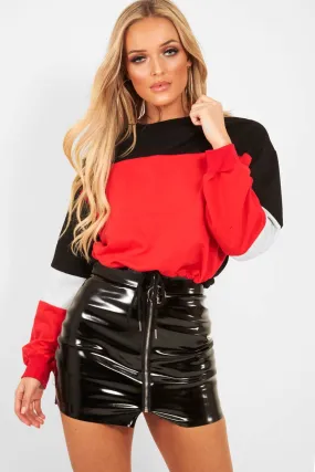 Black Shiny Vinyl Mini Skirt - Aariah