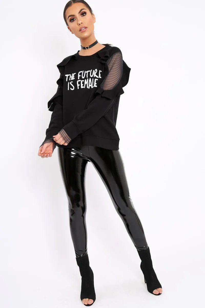 Black The Future Is Female Fishnet Frill Jumper - Jaeonna