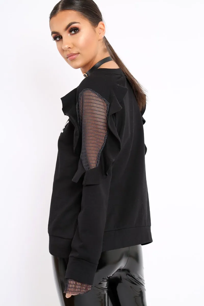 Black The Future Is Female Fishnet Frill Jumper - Jaeonna