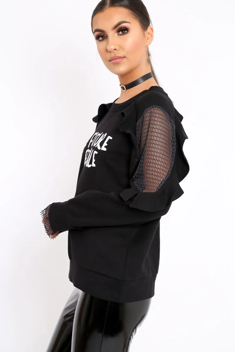 Black The Future Is Female Fishnet Frill Jumper - Jaeonna