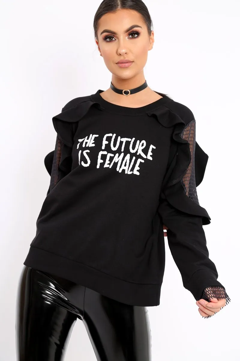 Black The Future Is Female Fishnet Frill Jumper - Jaeonna