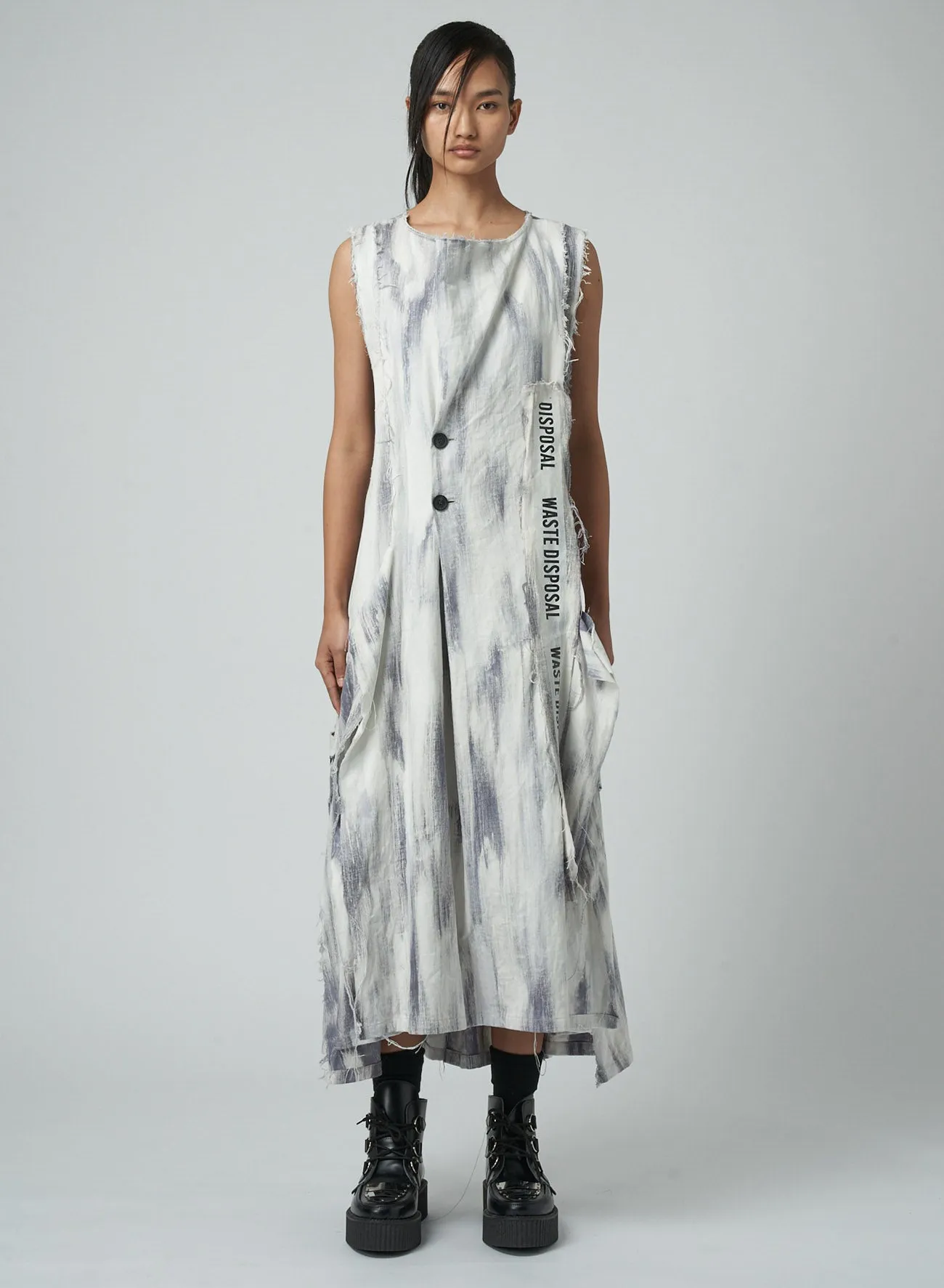 BLEACHED DENIM LAYERED DRESS