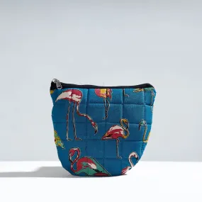 Blue - Handmade Quilted Kalamkari Printed Utility Pouch 02