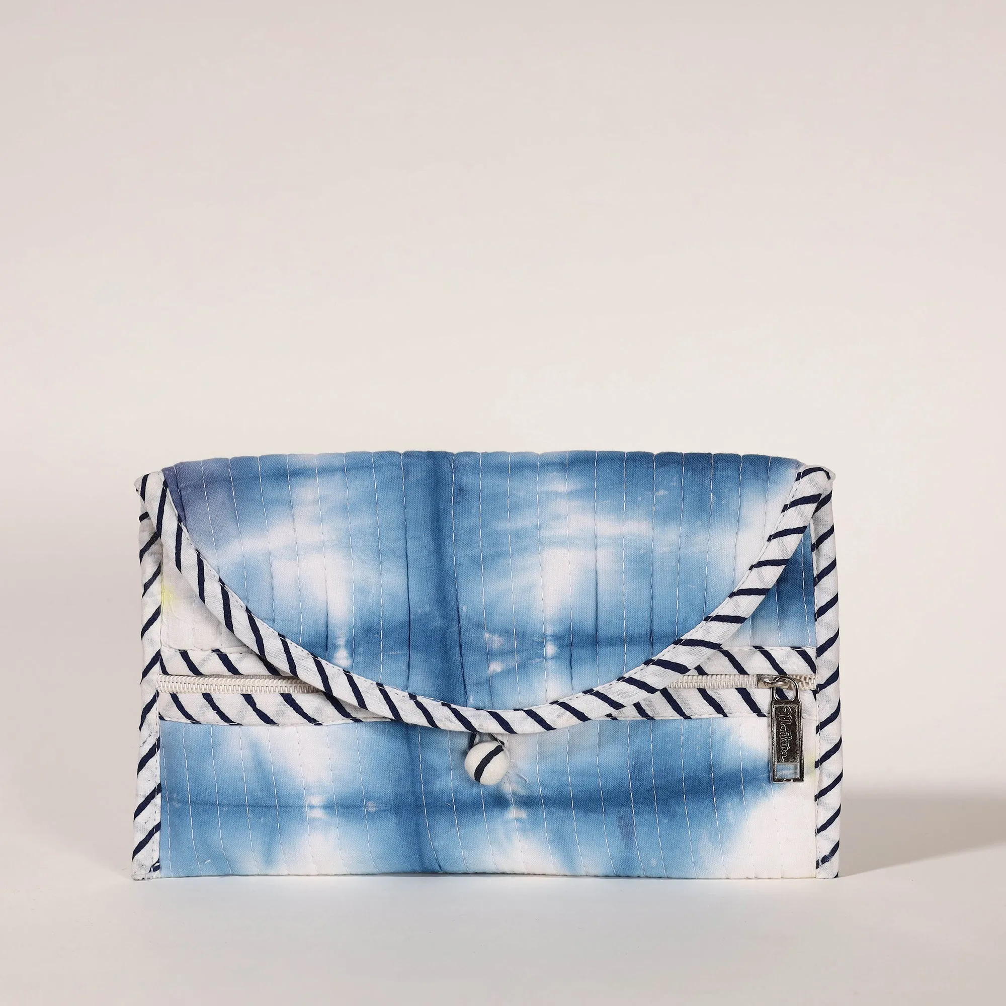 Blue - Jaipur Block Printed Cotton Cosmetic Pouch