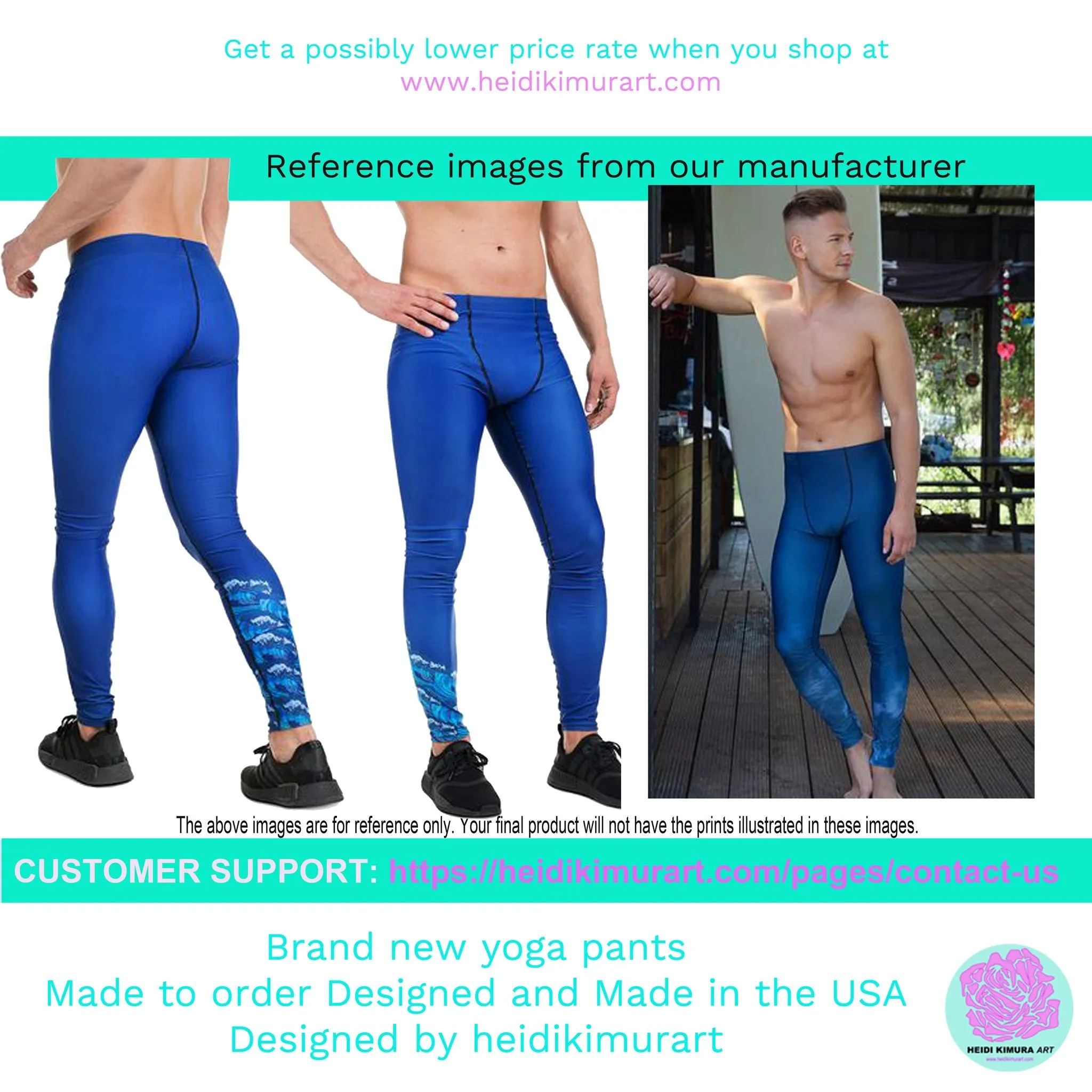 Blue Snake Print Men's Leggings, Python Snake Skin Design Tights For Men-Made in USA/EU/MX