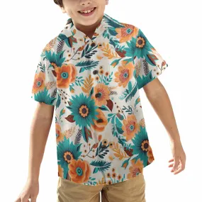 Boho Retro Floral  Little Boys Hawaiian Shirt