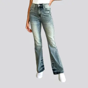 Boot-flare women's stonewashed jeans