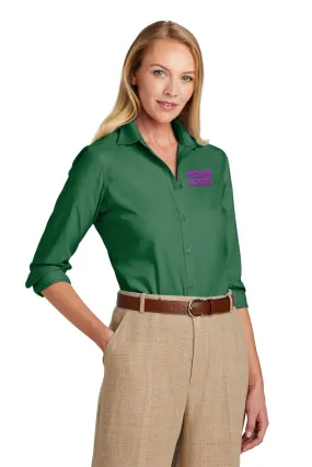 Brooks Brothers Womens Wrinkle-Free Stretch Nailhead Shirt, Club Green