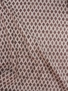 Brown Beige Natural Dyed Hand Block Printed Cotton Fabric Per Meter - F0916043