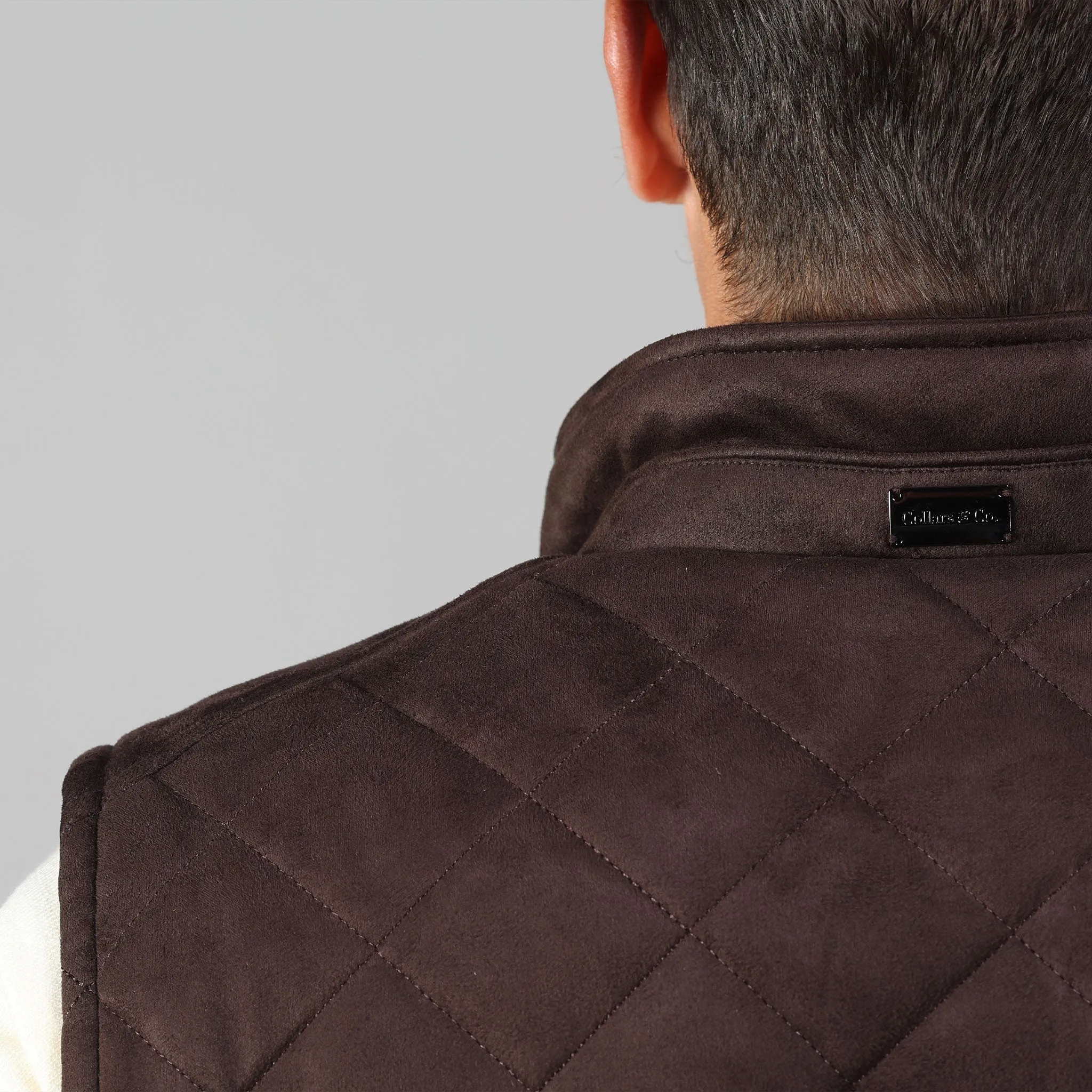 Brown Tech Suede Cambridge Quilted Vest