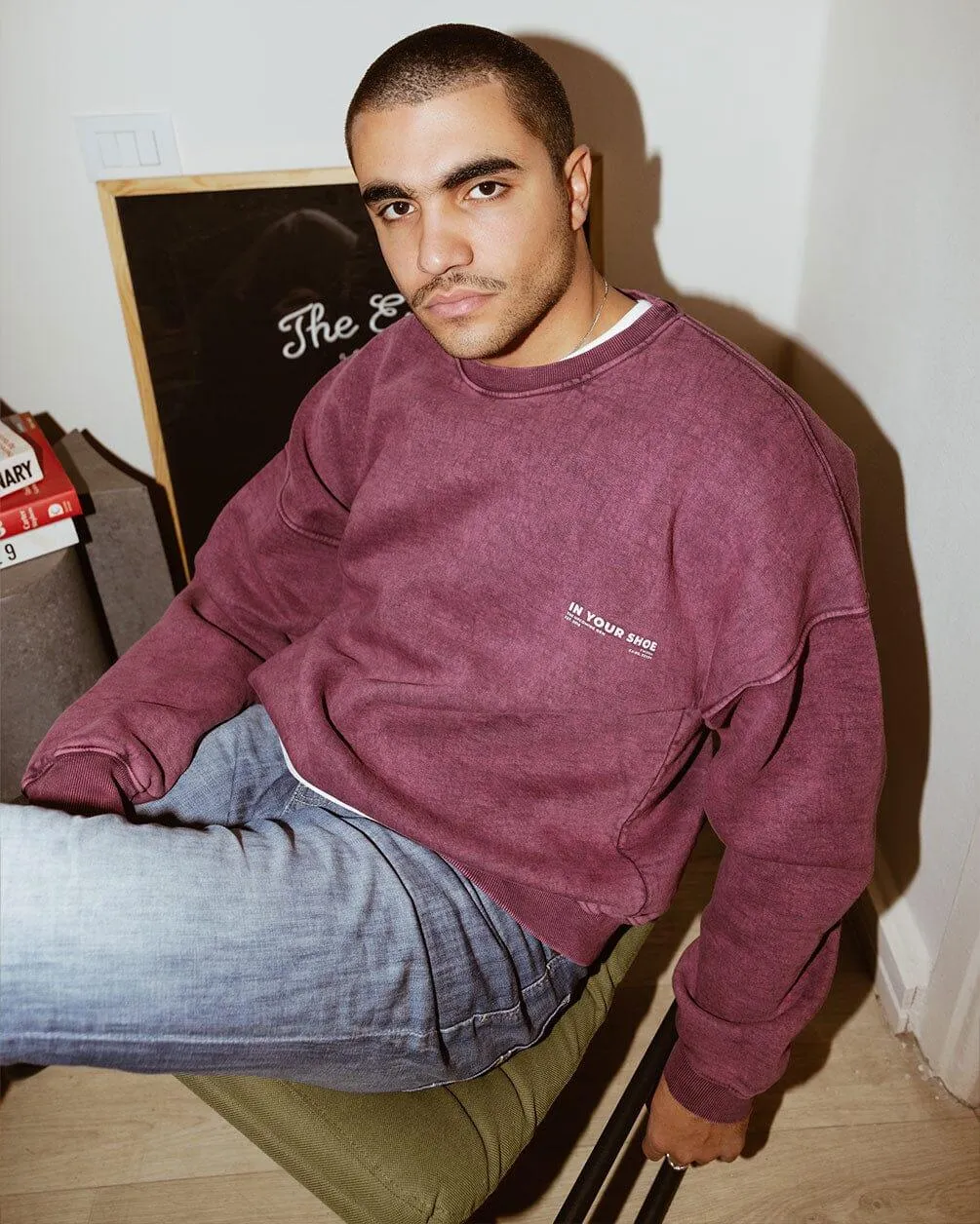 Burgundy Acid Washed Crewneck