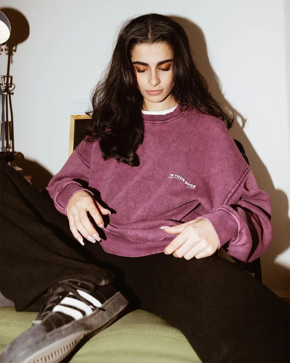 Burgundy Acid Washed Crewneck