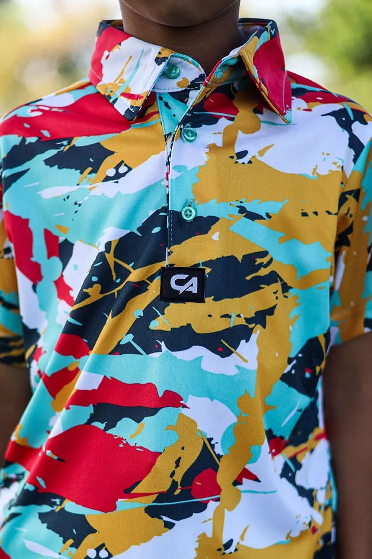 CA JNR Funky Golf Shirt | Splashes & Smudges