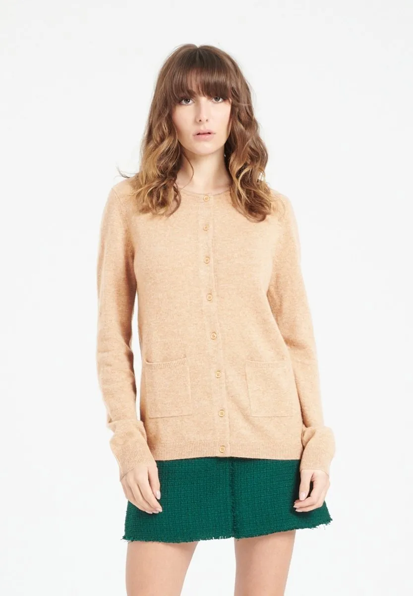 Cardigan col rond cachemire camel clair femme - LILLY 4