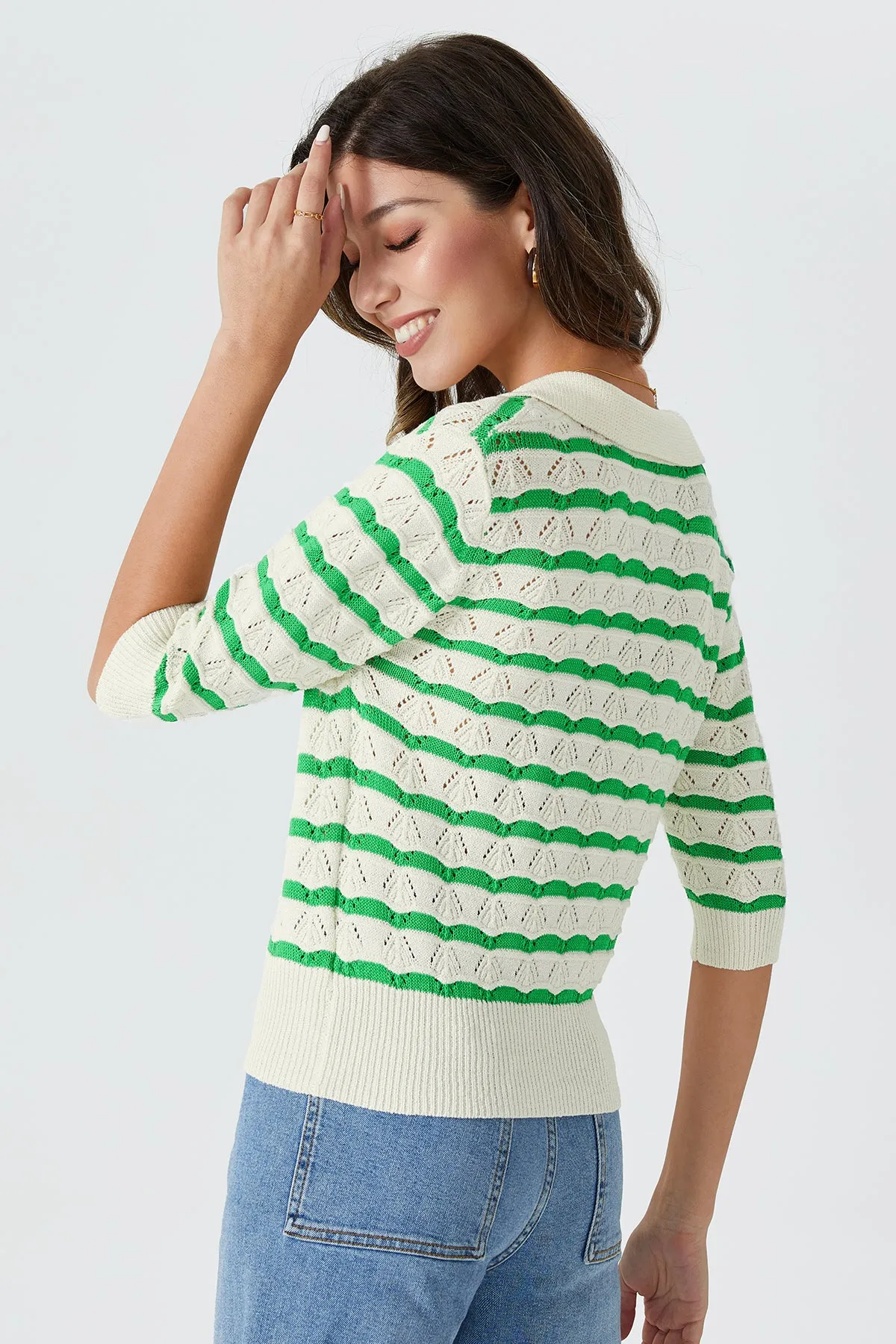 Casual Striped Half Sleeve Jumper