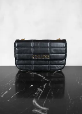 Celine Goatskin Matelasse Chain Shoulder Bag Black