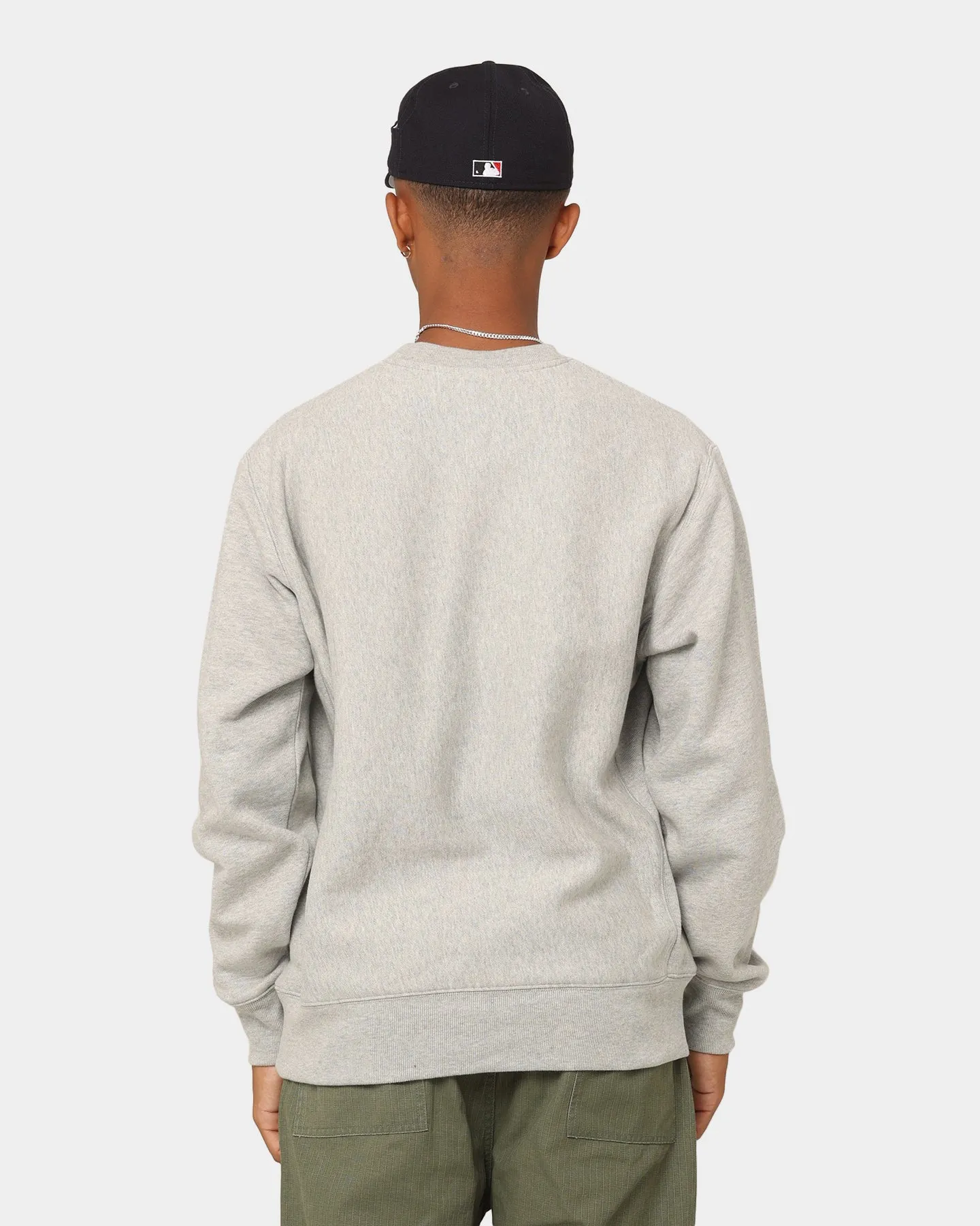 Champion Reverse Weave Cursive Logo Crewneck Oxford Heather